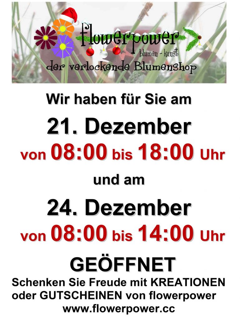 Öffnungszeiten Weihnachten 2019