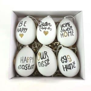 White and gold egg set of 6