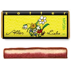 Zotter Schokolade „Alles Liebe“ vegan mit Himbeer- und Kokosfüllung