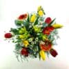 Frühlingssonne Blumenstrauß in Rot und Gelb mit Tulpen, Freesien und Gerbera – Flowerpower Graz