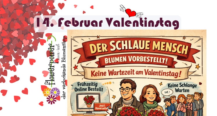Valentinstagsblumen in Graz vorbestellen bei Flowerpower Graz – keine Wartezeit am 14. Februar